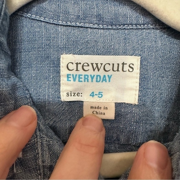 Crewcuts Shirts Boy's Size 4-5 Lot‎ Blue Green Cotton Denim Flannel Button Front - Picture 7 of 10